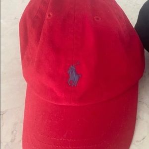Red toddler polo hat.